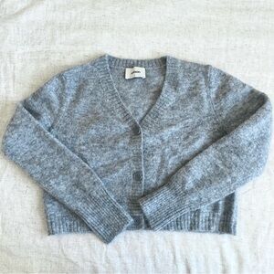 Unison wool Gray V-Neck Button-Up Women's Sweater